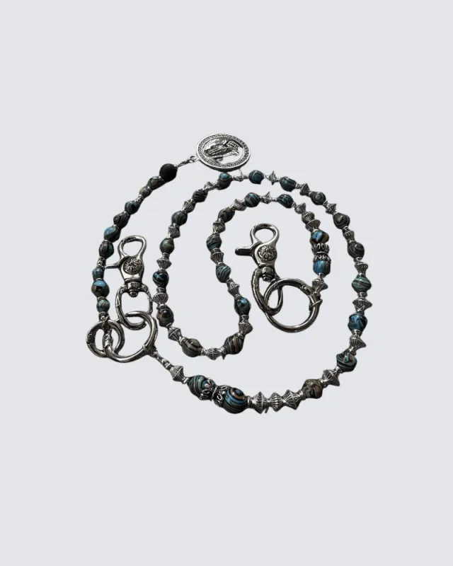 Handmade Turquoise Beaded Jean Chain made by KIIKIO