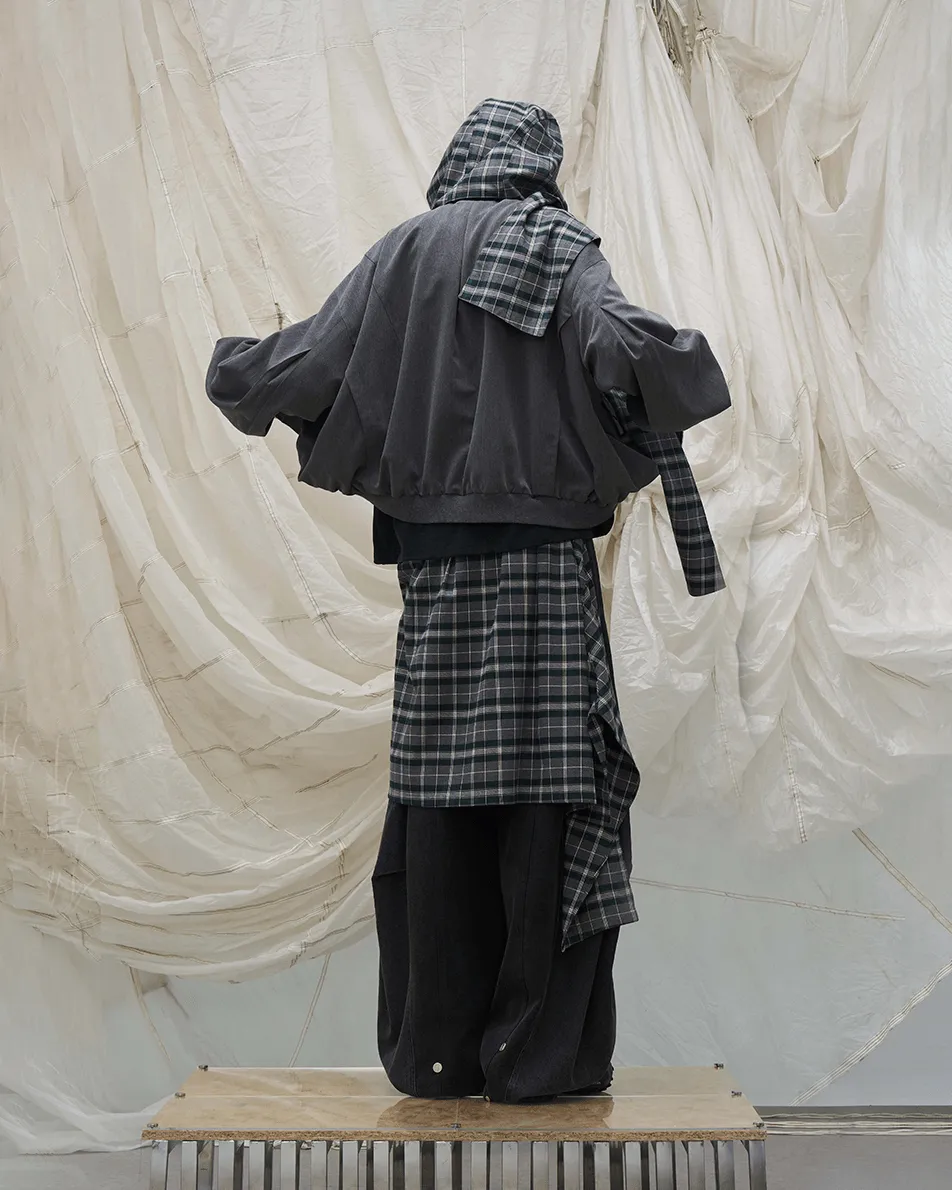 Detachable Plaid Layer Wide-Leg Pants sold by KIIKIO product image thumbnail 3