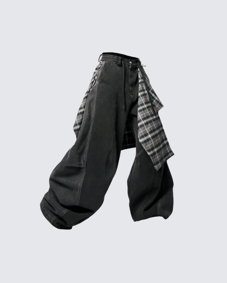 Detachable Plaid Layer Wide-Leg Pants sold by KIIKIO product image thumbnail 4