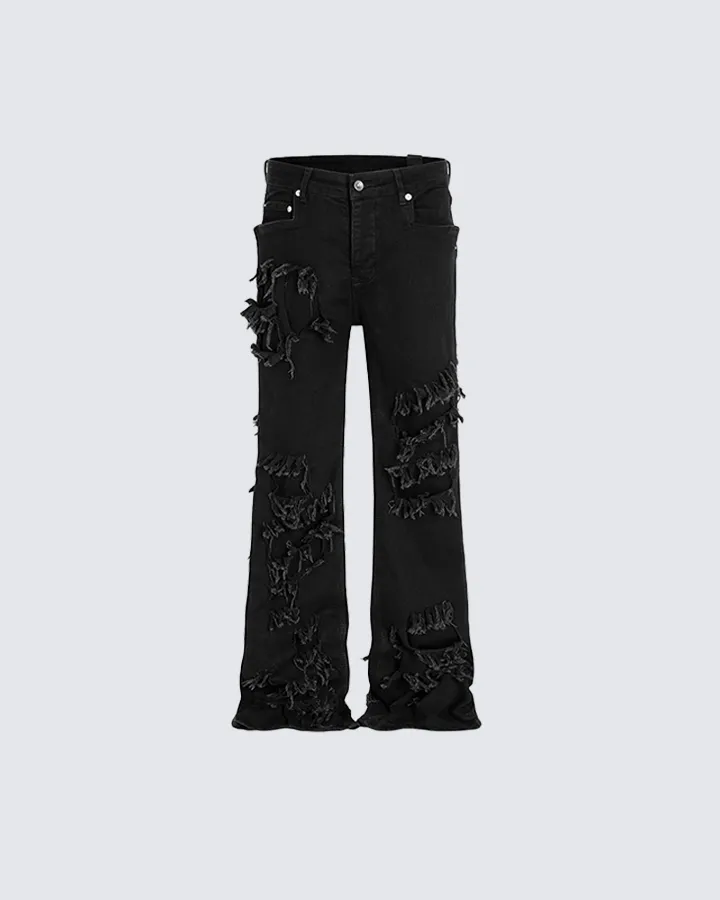 KIIKIO Grunge Black Distressed Jeans sold by KIIKIO product image thumbnail 4