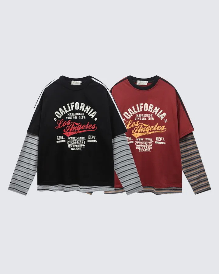 Layered Sleeve Graphic Tee – Vintage Style sold by KIIKIO product image thumbnail 3