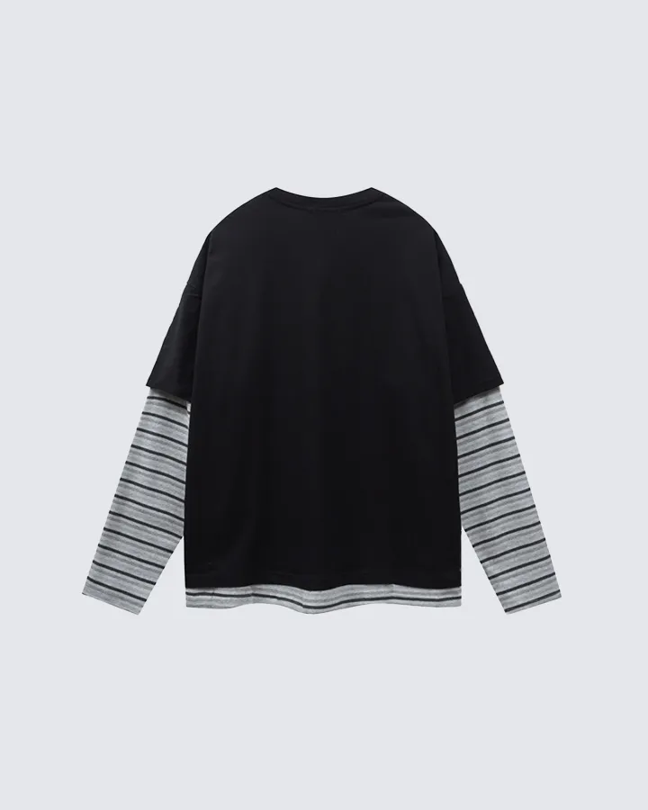 Layered Sleeve Graphic Tee – Vintage Style sold by KIIKIO product image thumbnail 4