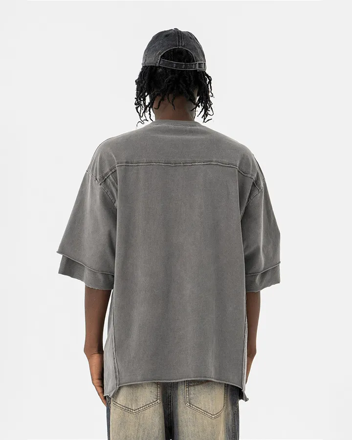 Oversized Vintage-Wash T-shirt - Gray sold by KIIKIO product image thumbnail 2