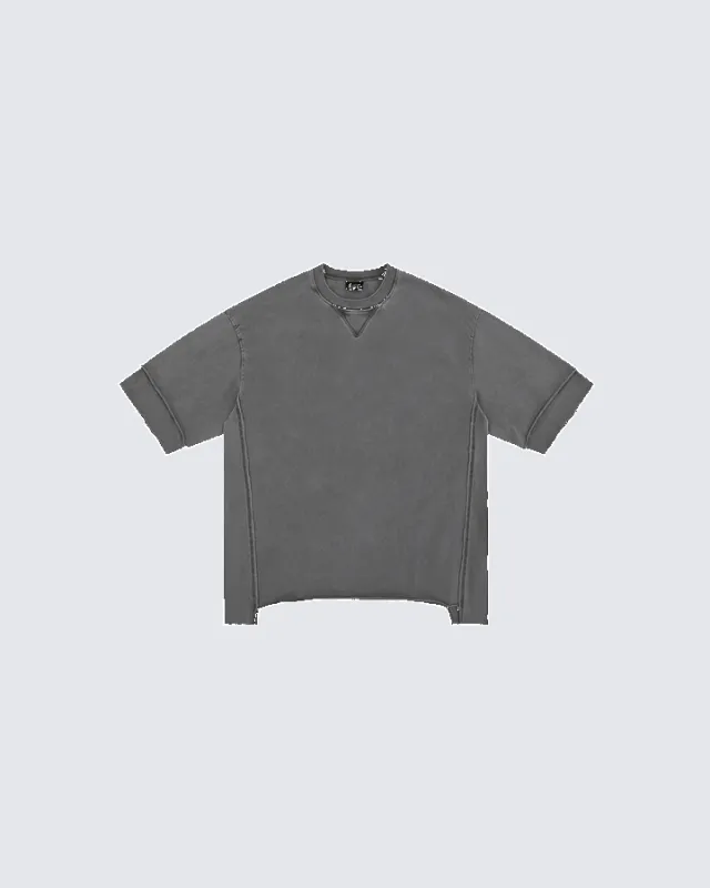 Oversized Vintage-Wash T-shirt - Gray sold by KIIKIO