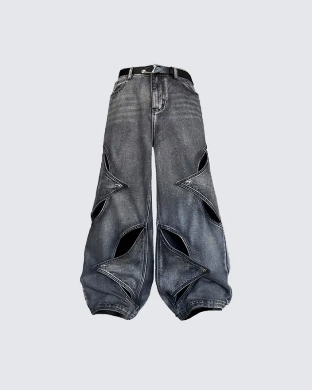 Star Cut-Out Baggy Jeans sold by KIIKIO