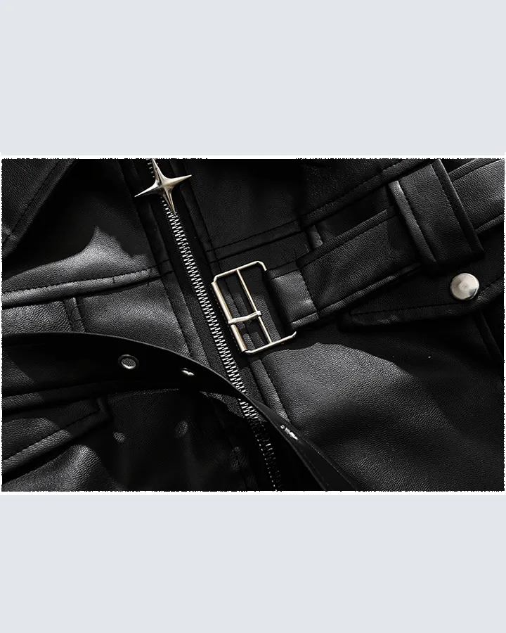 Heavy-Duty Deconstructed Studded Leather Jacket sold by KIIKIO product image thumbnail 4