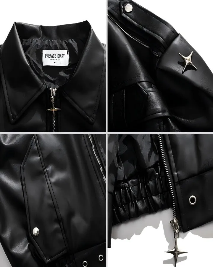 Heavy-Duty Deconstructed Studded Leather Jacket sold by KIIKIO product image thumbnail 3