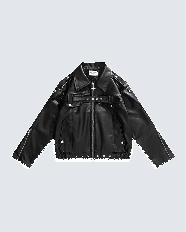 Heavy-Duty Deconstructed Studded Leather Jacket sold by KIIKIO