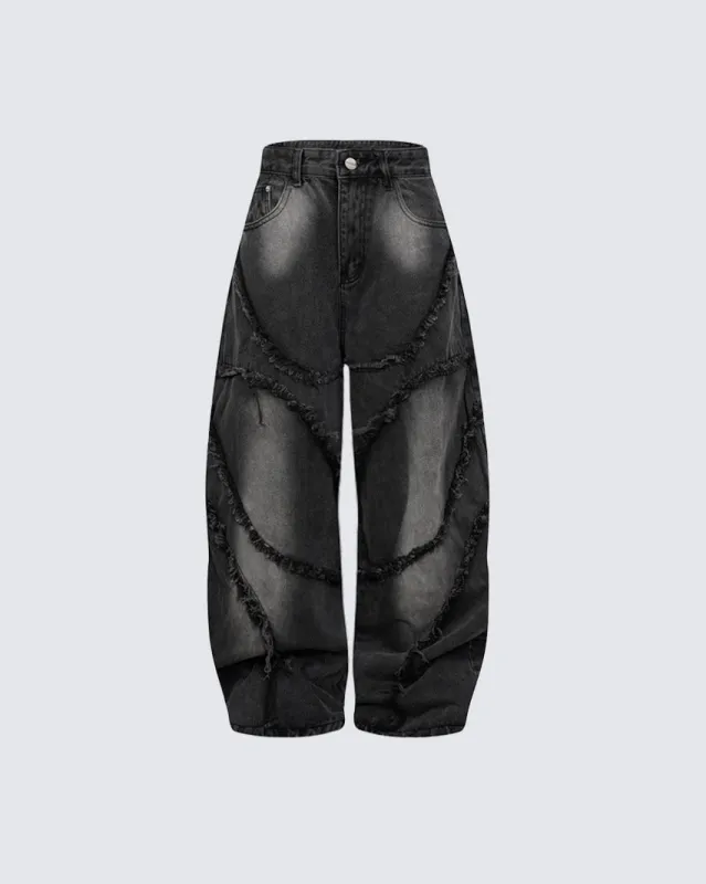 Spiral-Stitched Wide-Leg Jeans sold by KIIKIO