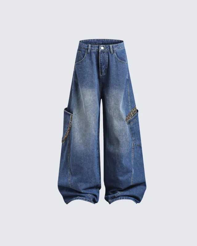 Oversized Denim Cargo Pants sold by KIIKIO