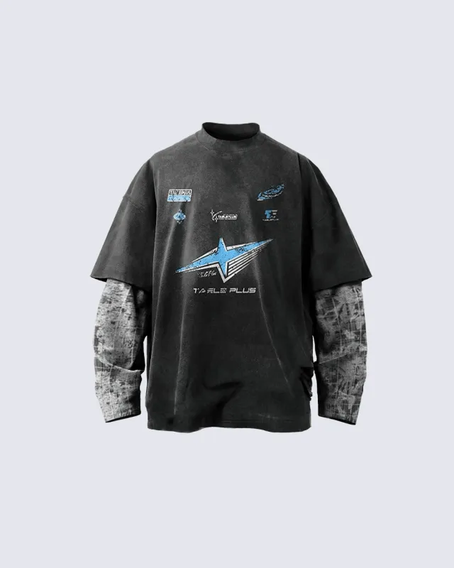 Streetwear Vintage Washed Layered Graphic Hoodie sold by KIIKIO