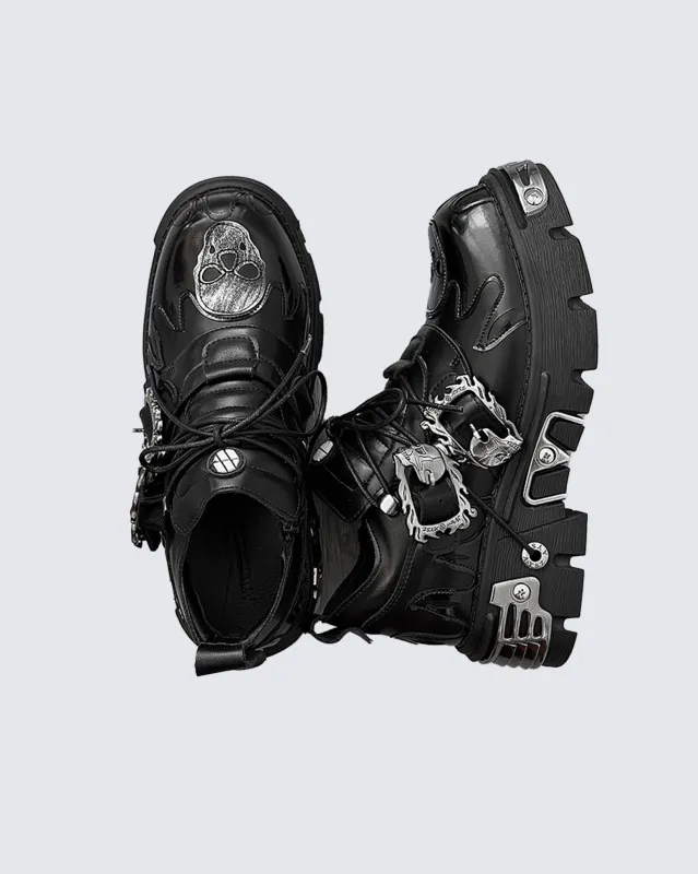 Gothic Punk Chunky Sole Metal Decor Boots sold by KIIKIO