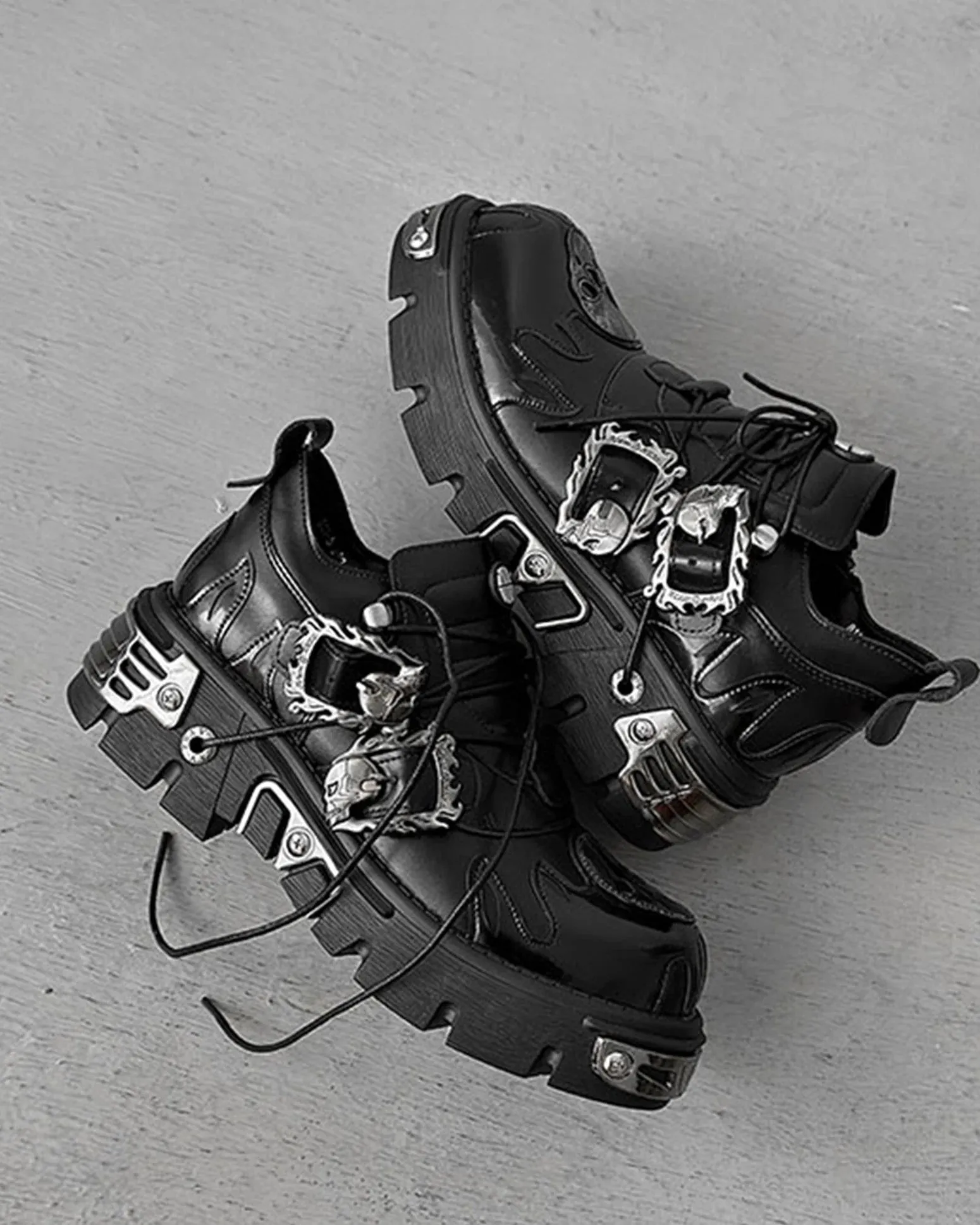 Gothic Punk Chunky Sole Metal Decor Boots sold by KIIKIO product image thumbnail 4