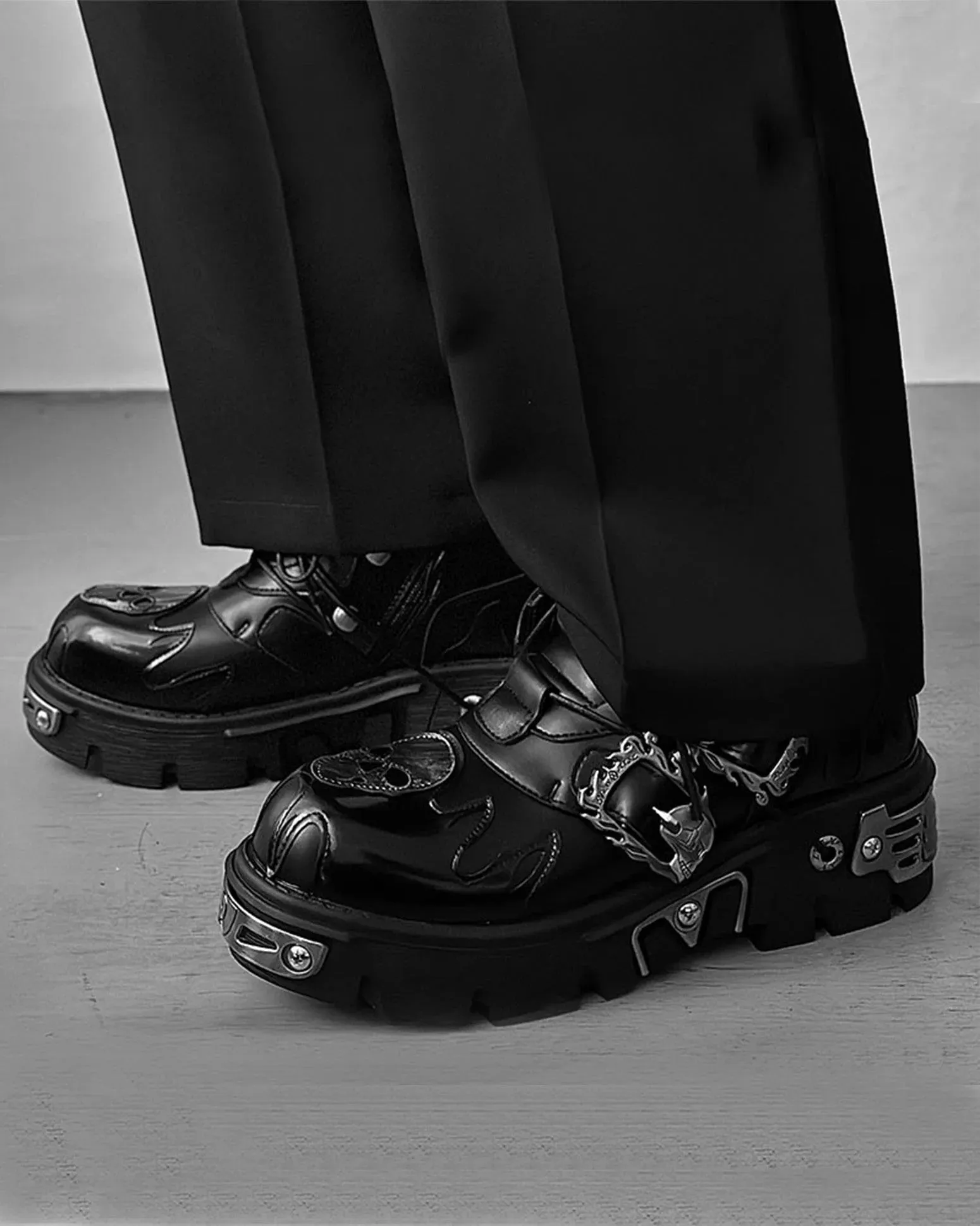 Gothic Punk Chunky Sole Metal Decor Boots sold by KIIKIO product image thumbnail 2