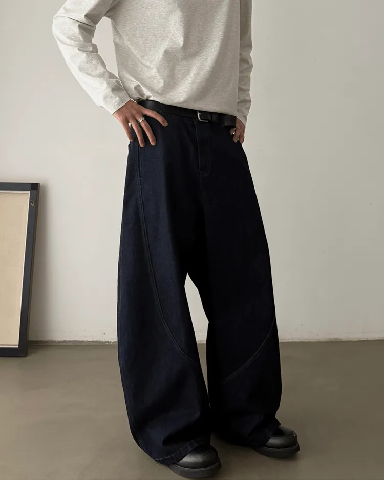 Dark Blade Pants - Wide-Leg Curved Denim sold by KIIKIO product image thumbnail 4