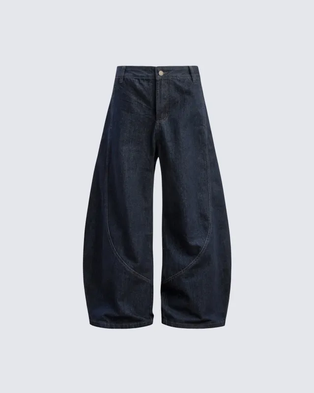 Dark Blade Pants - Wide-Leg Curved Denim sold by KIIKIO