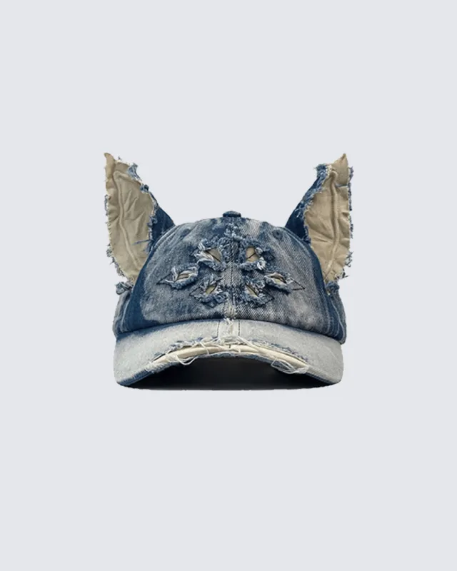 Distressed Denim Ear Cap sold by KIIKIO