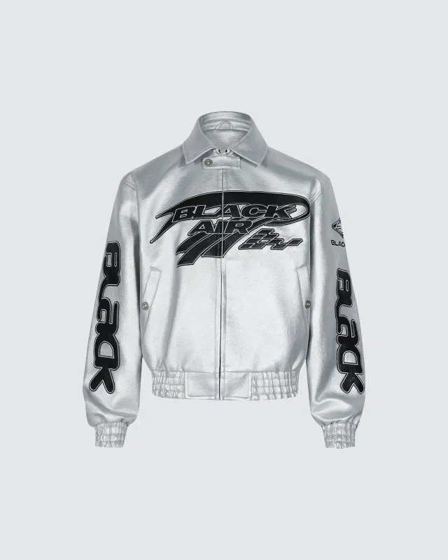 Black and Silver Techwear Bomber Jacket sold by KIIKIO