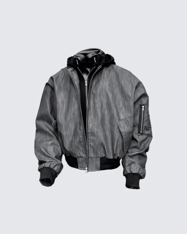 KIIKIO Leather Bomber Jacket sold by KIIKIO