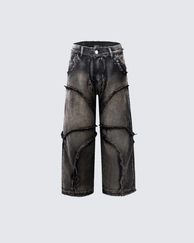 Deconstructed Frayed Edge Wide-Leg Jeans made by KIIKIO