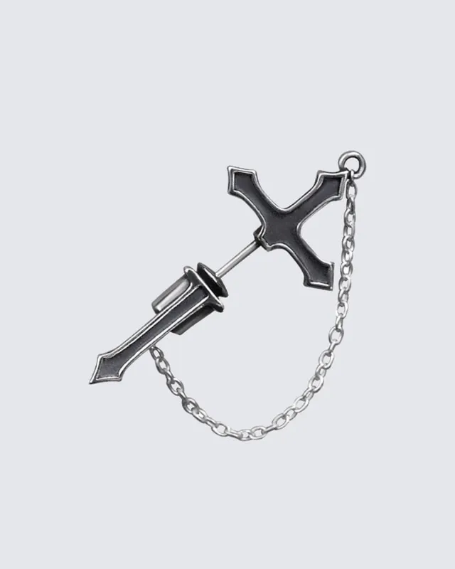 Black Cross Chain Earring sold by KIIKIO