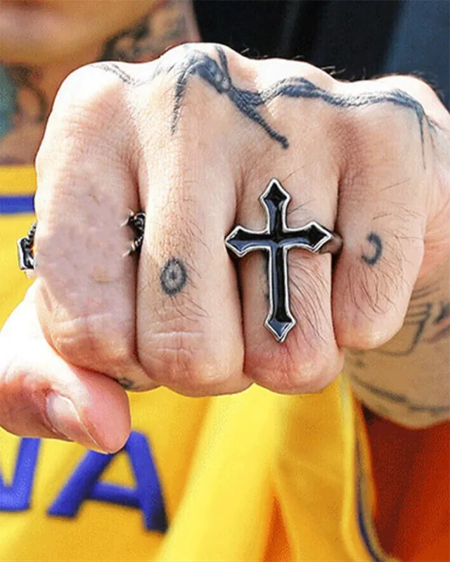 Black Cross Open Ring sold by KIIKIO