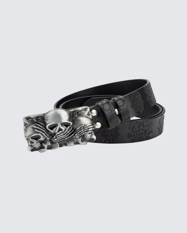 Skull Metal Buckle Leather Belt sold by KIIKIO