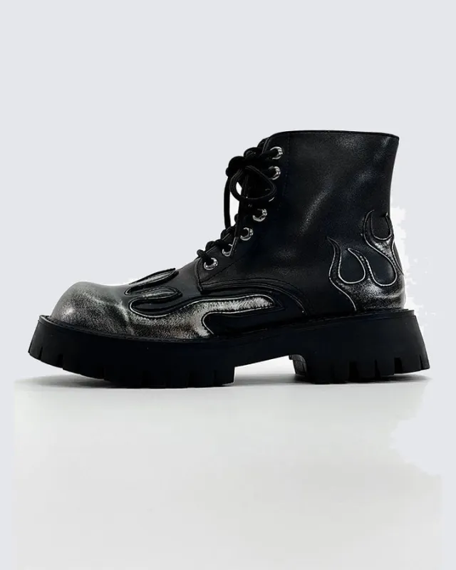 Punk Flame Platform Ankle Boots sold by KIIKIO