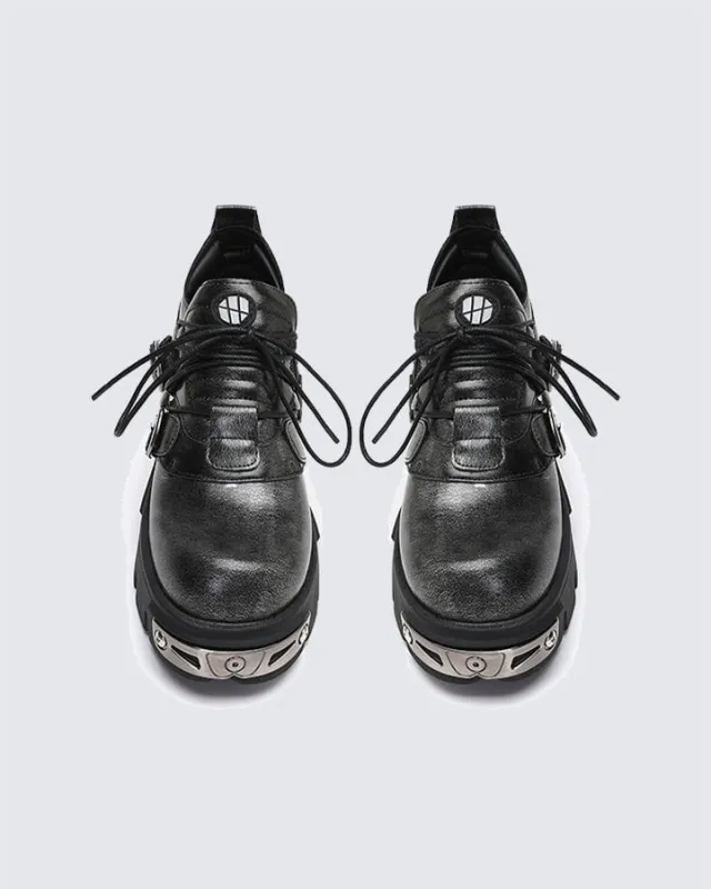 Thick-Soled Metal Low-Top Shoes sold by KIIKIO