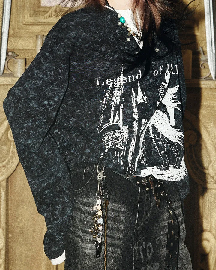 Vintage Graphic Henley Long Sleeve Top sold by KIIKIO product image thumbnail 4