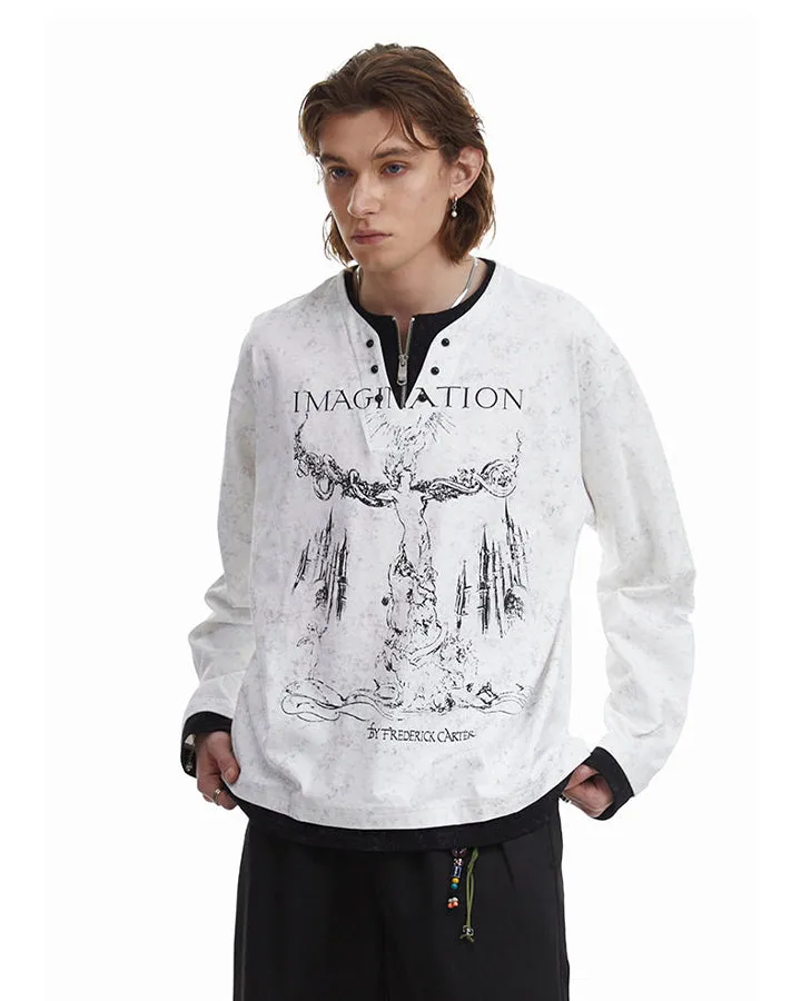 Fake Two-Piece American Sweatshirt sold by KIIKIO product image thumbnail 3