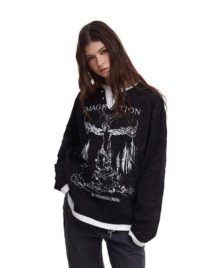 Fake Two-Piece American Sweatshirt sold by KIIKIO product image thumbnail 4