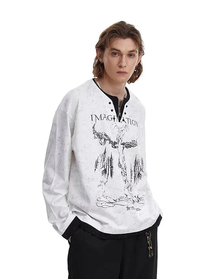 Fake Two-Piece American Sweatshirt sold by KIIKIO product image thumbnail 5