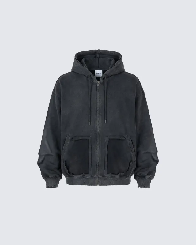 Vintage Washed Fleece Zip Hoodie sold by KIIKIO