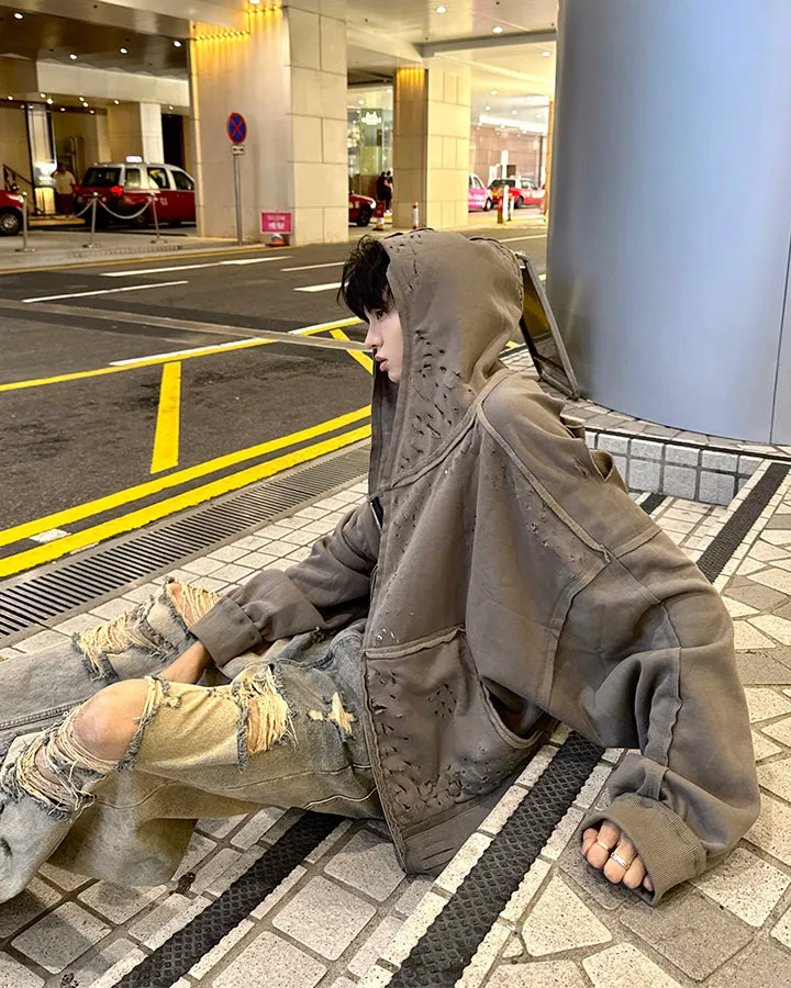 American Street High-Street Distressed Hoodie sold by KIIKIO product image thumbnail 3