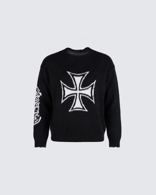 Iron Cross Jacquard Knit made by KIIKIO