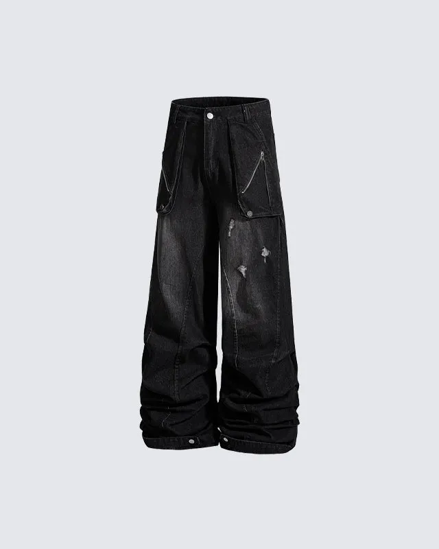 Washed Distressed Wide Leg Jeans sold by KIIKIO product image thumbnail 5