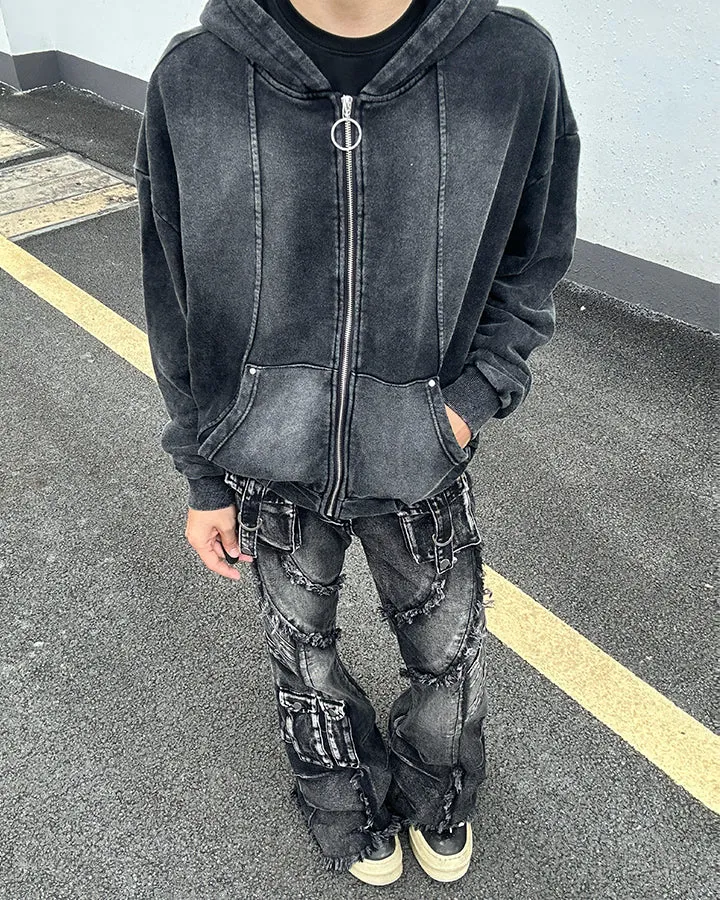 Vintage Washed Zip Hooded Sweatshirt sold by KIIKIO product image thumbnail 2