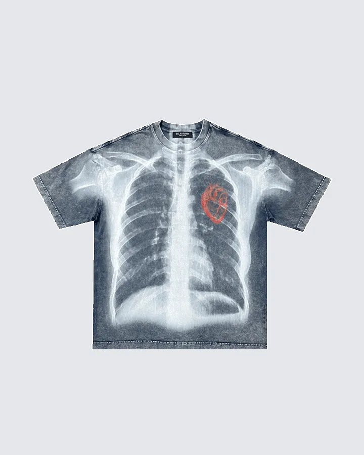 X-Ray Print Graphic T-Shirt with Red Heart Detail sold by KIIKIO