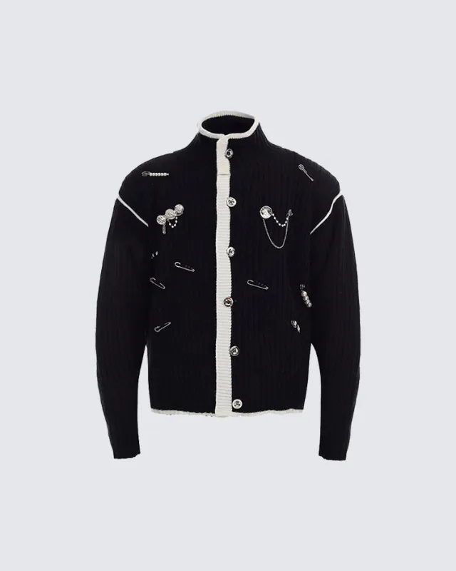 2026 Spring Metal-Embellished Knit Sweater sold by KIIKIO