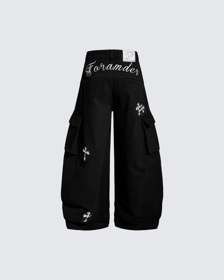 Vintage Cross Patch Embroidered Cargo Pants sold by KIIKIO product image thumbnail 4