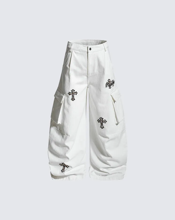 Vintage Cross Patch Embroidered Cargo Pants sold by KIIKIO product image thumbnail 5