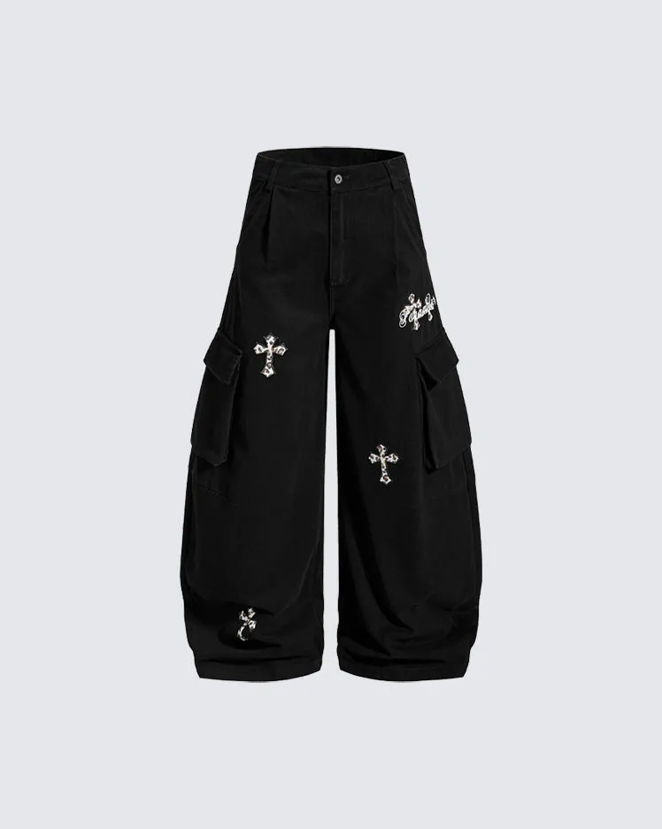 Vintage Cross Patch Embroidered Cargo Pants sold by KIIKIO