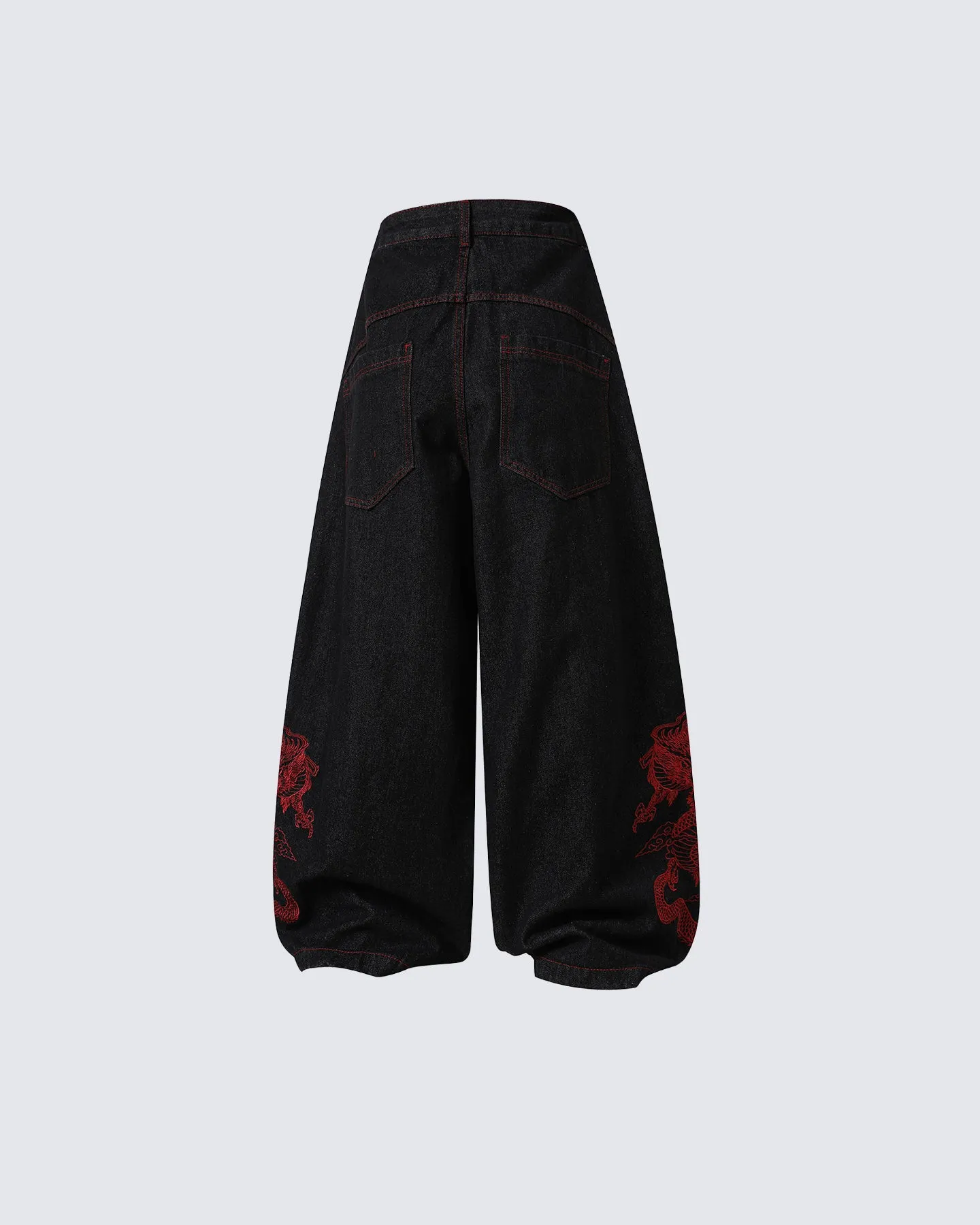 Red Dragon Embroidered Denim Pants sold by KIIKIO product image thumbnail 4
