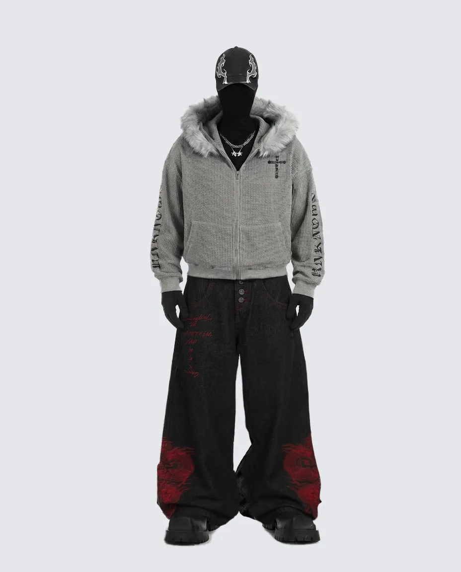 Red Dragon Embroidered Denim Pants sold by KIIKIO product image thumbnail 3