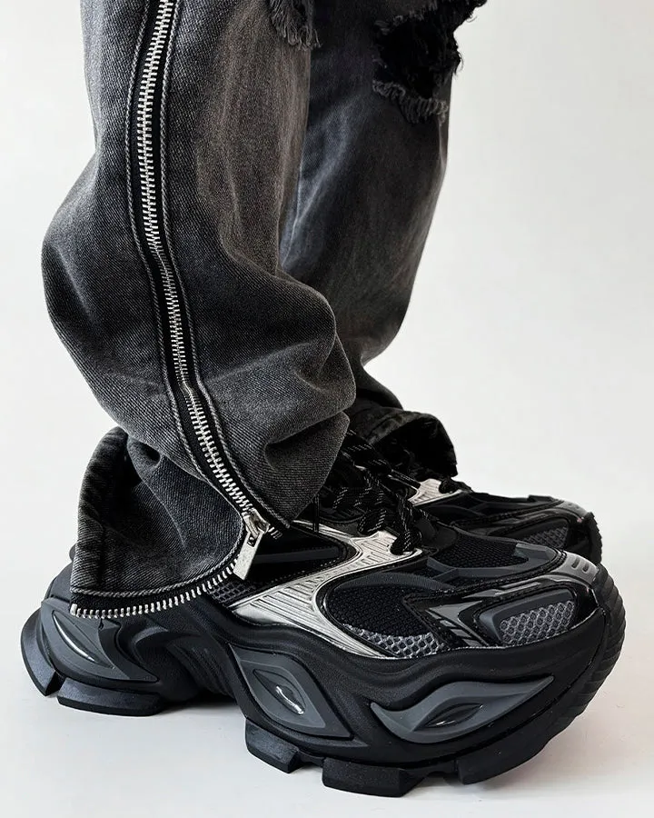 Chunky Black Platform Height-Increasing Sneakers sold by KIIKIO product image thumbnail 2