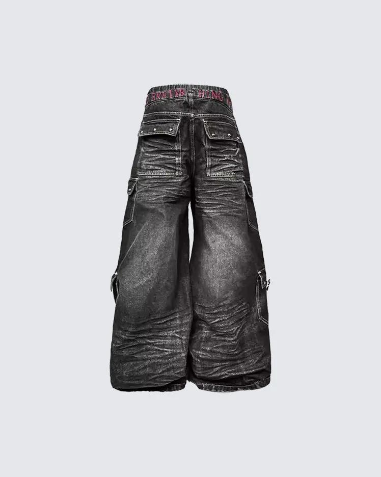 American Heavy Wash Double-Waist Embroidered Pants sold by KIIKIO product image thumbnail 4