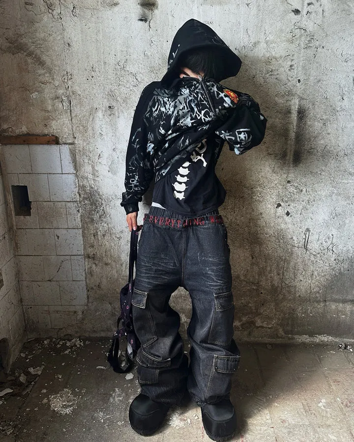 American Heavy Wash Double-Waist Embroidered Pants sold by KIIKIO product image thumbnail 3