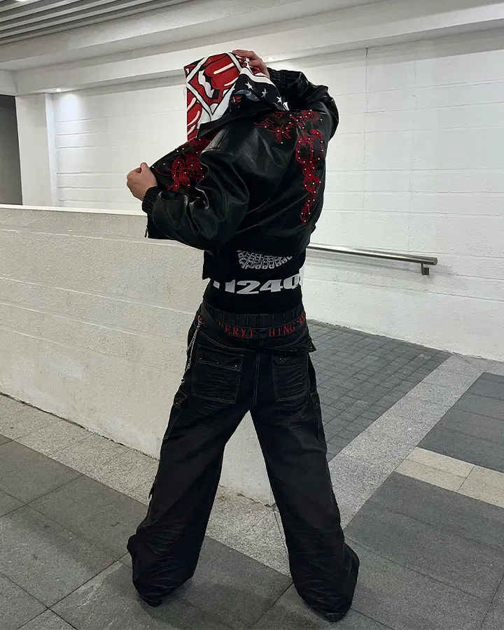 American Heavy Wash Double-Waist Embroidered Pants sold by KIIKIO product image thumbnail 5