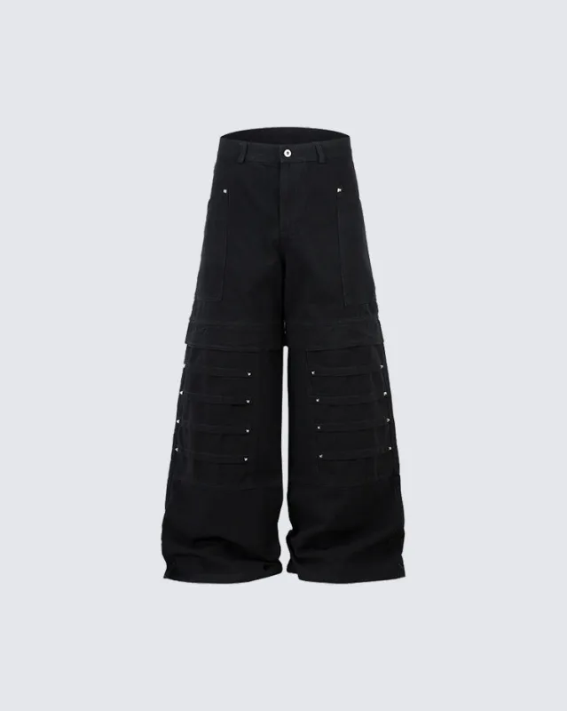 Riveted Pleated Wide-Leg Pants sold by KIIKIO